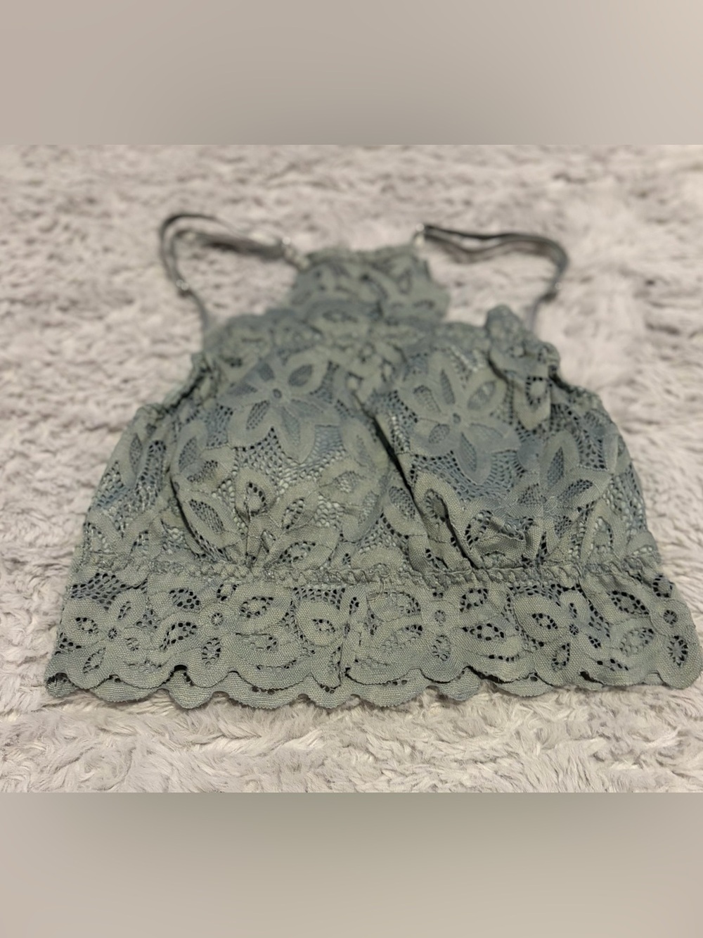 Lace Bralette Crop Top in Sage Green